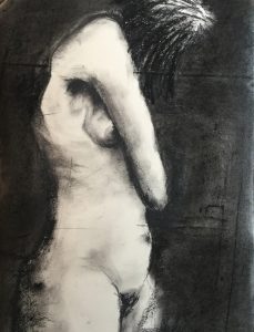 Original drawing of nude woman. Charcoal on paper, by Jenny Neill.