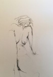 Original drawing of nude woman. Pencil on paper, by Jenny Neill.