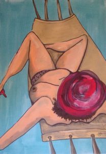 Original painting of a woman on a hammock. Watercolour on paper, by Jenny Neill.