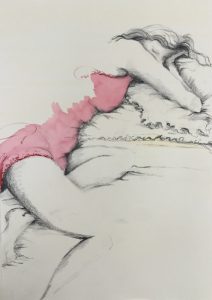 Original painting of woman sleeping. Watercolour on paper, by Jenny Neill.