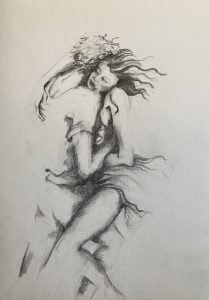 An original drawing of a young couple. Pencil on paper by Jenny Neill.