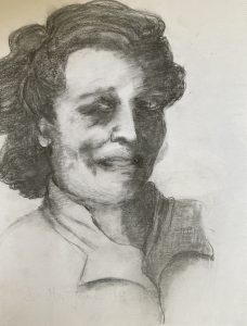 An original drawing of Betty Jean 1957, in pencil on paper by Jenny Neill.